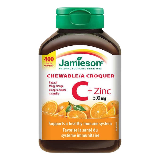 Jamieson Chewable Vitamin C + Zinc 500 mg, 400 Tablets