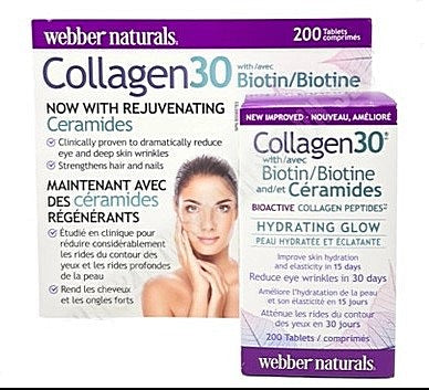 Webber Naturals Collagen30 with Biotin and Ceramides, 200 Tablets