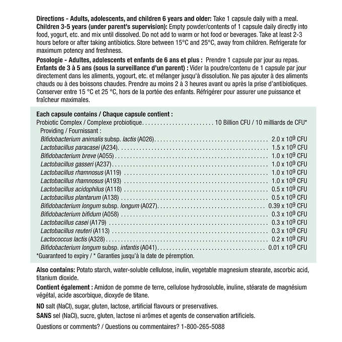 Jamieson Probiotic Capsules 10 Billion, 130 Capsules