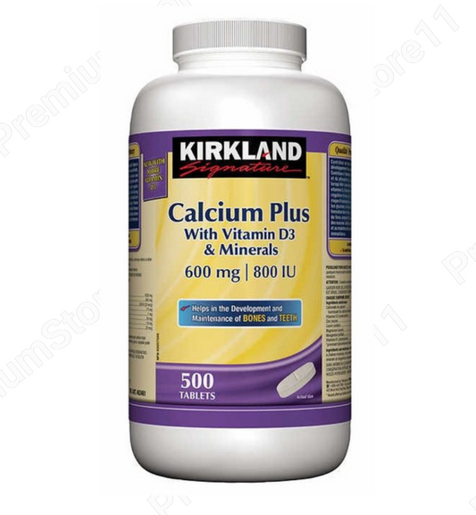 Kirkland Calcium Plus with Vitamin D3 & Minerals 600mg, 500 Tablets