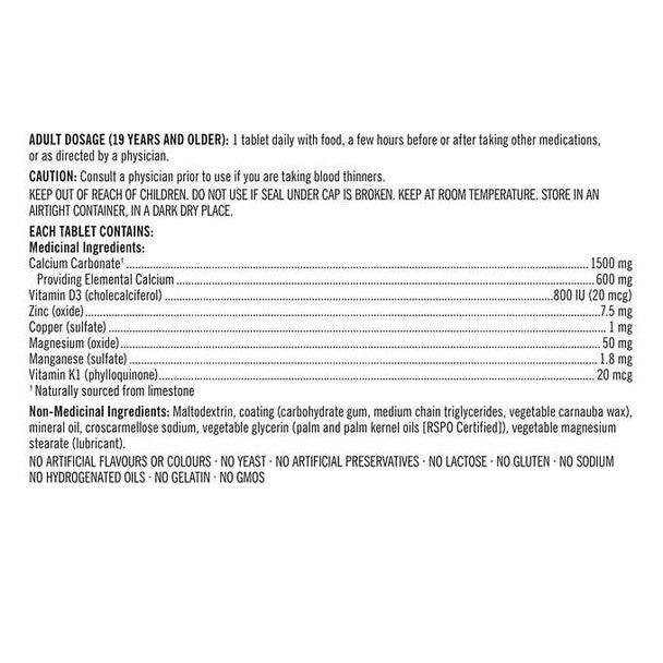 Kirkland Calcium Plus with Vitamin D3 & Minerals 600mg, 500 Tablets