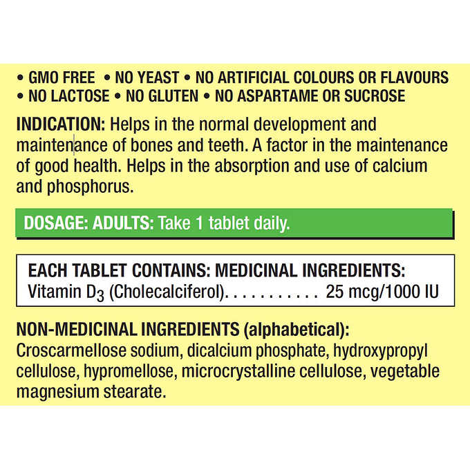 Kirkland Signature Vitamin D3 1000IU/25mcg, 360 tablets, Twin Pack